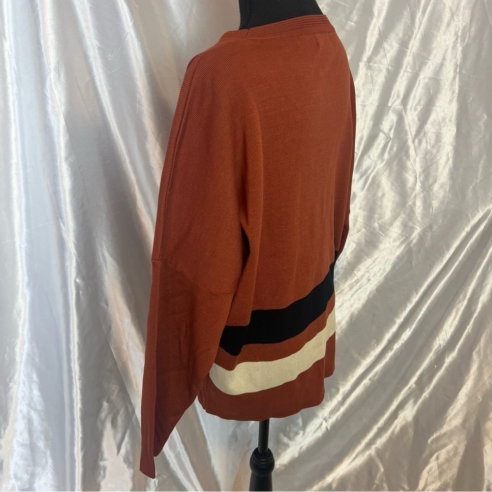 Loose Fit Orange Stripe Long Sleeve Knit Top – Cozy, Stylish & Effortless - Picture 6 of 8